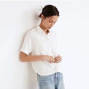 Madewell Breezewoven Beachside Shirttail Top in White